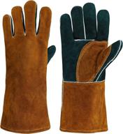 🔥 fireplace green welding gloves: 14 inch, highly resistant логотип