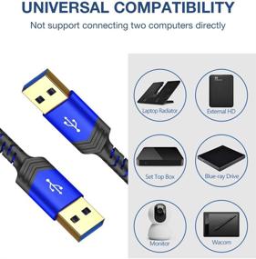 img 1 attached to JSAUX USB 3.0 A to A Male Cable - 2 Pack (3.3ft+6.6ft) - USB Male to 💙 Male Cable - Double End USB Cord for Hard Drive Enclosures, DVD Player, Laptop Cooler, and More - Blue