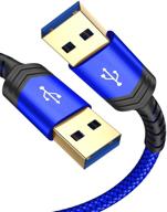 jsaux usb 3.0 a to a male cable - 2 pack (3.3ft+6.6ft) - usb male to 💙 male cable - double end usb cord for hard drive enclosures, dvd player, laptop cooler, and more - blue logo