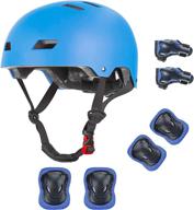 🛴 cpsc certified skateboard bike helmet with knee pads, elbow pads, wrist guards – ventilated multi-sport gear for scooter, roller skate, inline skating, rollerblading, skateboarding, climbing, cycling логотип