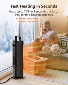 img 3 attached to 1500W Portable Electric Space Heater - Oscillating Ceramic Tower Heater for Indoor Use in Bedroom and Home Office with Remote, ECO Mode, 12H Timer, Overheating and Tip-over Protection