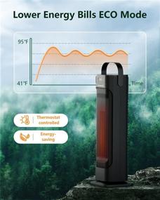 img 1 attached to Переносной электрический обогреватель помещений мощностью 1500 Вт - колеблющийся керамический башенный обогреватель для использования в помещении спальни и домашнего офиса с пультом дистанционного управления, режимом ECO, таймером на 12 часов, защитой от перегрева и опрокидывания.
