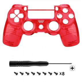 img 2 attached to 🎮 Transparent Crystal Clear Red Replacement Case for PS4 Slim Pro Controller - Faceplate Front Housing Shell for PS4 Controller CUH-ZCT2 JDM-040 JDM-050 JDM-055 (Controller NOT Included)