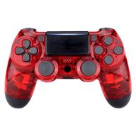 🎮 transparent crystal clear red replacement case for ps4 slim pro controller - faceplate front housing shell for ps4 controller cuh-zct2 jdm-040 jdm-050 jdm-055 (controller not included) логотип