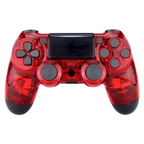 img 4 attached to 🎮 Transparent Crystal Clear Red Replacement Case for PS4 Slim Pro Controller - Faceplate Front Housing Shell for PS4 Controller CUH-ZCT2 JDM-040 JDM-050 JDM-055 (Controller NOT Included)