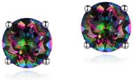 🌈 hypoallergenic colorful rainbow quartz earrings: fashionable jewelry gifts for men and women logo