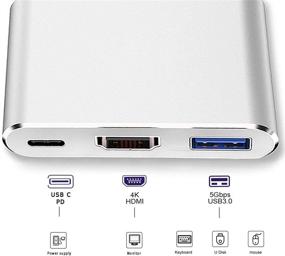 img 1 attached to 4K / 30Hz адаптер USB-C в HDMI - 3-в-1 кабель конвертер типа C для MacBook Pro, MacBook, Mac Pro, iMac, Chromebook и устройств типа USB 3.0 Type-C (2017/2018)
