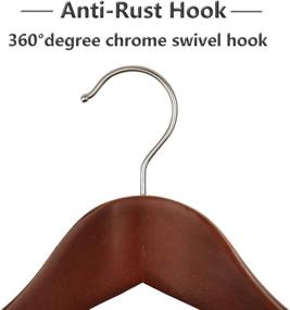 img 2 attached to MEQUTION Wood Hangers 8-Pack - Extra Wide Shoulder Trouser Hangers for Heavy Coats, Sweaters, Skirts, Suits, Pants - Retro Finish