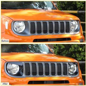 img 1 attached to 🚙 Enhance your Jeep Renegade's Look with JeCar Carbon Fiber Angry Bird Headlight Bezels - 2019-2021