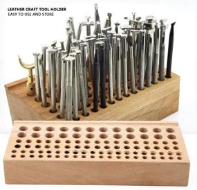 img 1 attached to 🔧 Rubber Wood Integrated Material Leather Craft Tools Rack Stand – Organizing Holder for Wood Leather DIY, Stamping & Punching Tools