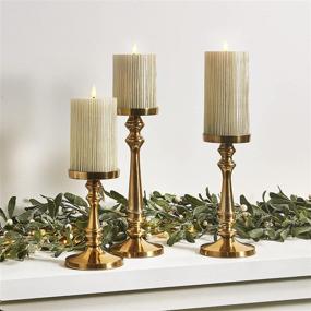 img 4 attached to Remote Controlled Flameless Candles - Realistic 3D Flickering Flame, 3 Inch Diameter, Battery Operated, Shimmering Light Gold Wax, Ideal for Christmas Decor, Timer Included - Set of 3