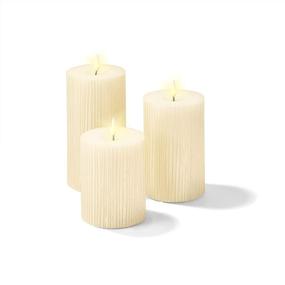 img 2 attached to Remote Controlled Flameless Candles - Realistic 3D Flickering Flame, 3 Inch Diameter, Battery Operated, Shimmering Light Gold Wax, Ideal for Christmas Decor, Timer Included - Set of 3