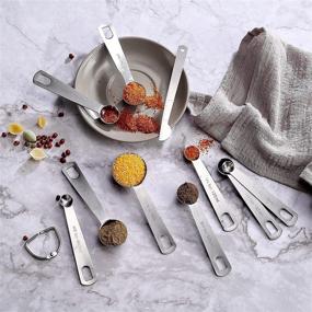 img 1 attached to 🥄 19PCS Set - Stainless Steel Measuring Cups and Spoons: 8 Cups, 9 Spoons, Leveler, Magnetic Conversion Chart - Stackable & Storage-Friendly | Gift Package