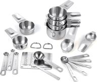 🥄 19pcs set - stainless steel measuring cups and spoons: 8 cups, 9 spoons, leveler, magnetic conversion chart - stackable & storage-friendly | gift package logo