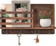 🏠 z&l house key holder for wall mail organizer: 100% pine wood key rack with 4 double key hooks and small shelf design for foyer, entrance, and utility room логотип