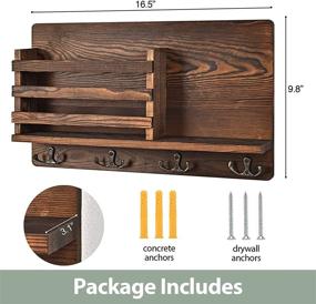 img 3 attached to 🏠 Z&L HOUSE Key Holder for Wall Mail Organizer: 100% Pine Wood Key Rack with 4 Double Key Hooks and Small Shelf Design for Foyer, Entrance, and Utility Room