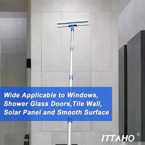 img 1 attached to 🧼 ITTAHO All Purpose Window Squeegee with 58-Inch Stainless Steel Long Handle and 2 Pcs Microfiber Scrubber Sleeve - 12-Inch Squeegee for Window, Car, and Hard-to-Reach Areas Cleaning Tool