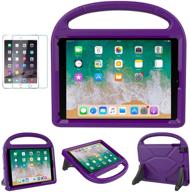 moxotek kids case for ipad 9.7 2018/2017/air 1/2/pro 9.7 - durable shockproof protective handle stand cover with screen protector, purple - fits apple 9.7 inch 5th/6th gen logo