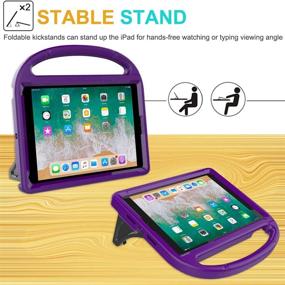 img 2 attached to MOXOTEK Kids Case for iPad 9.7 2018/2017/Air 1/2/Pro 9.7 - Durable Shockproof Protective Handle Stand Cover with Screen Protector, Purple - Fits Apple 9.7 inch 5th/6th Gen