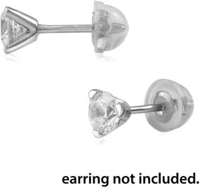 img 2 attached to 🔳 Small Universal EZback Earring Backs - Soft Clear Silicone and Sterling Silver - 1 Pair