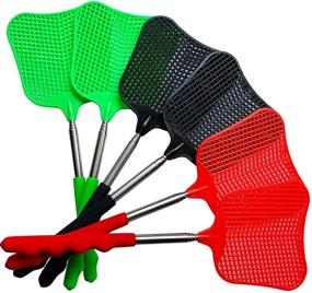img 4 attached to 🪰 Lecoku 6 Pack Telescopic Fly Swatter - Heavy Duty Plastic Flyswatter with Extendable Stainless Steel Pole - Available in 3 Vibrant Colors
