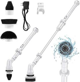 img 4 attached to 360 Cordless Power Electric Spin Scrubber: Bathroom, Tub, Tile, and Shower Scrubber with Long Handle, Floor Scrubber for Tile Wall, Bathtub, and Kitchen - Includes 3 Replaceable Cleaning Brush Heads