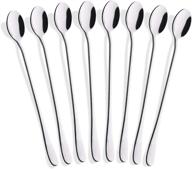 🍹 multipurpose stainless steel cocktail & dessert spoons set - hiware 8-piece 9-inch long handle logo