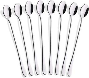 img 4 attached to 🍹 Multipurpose Stainless Steel Cocktail & Dessert Spoons Set - Hiware 8-Piece 9-Inch Long Handle