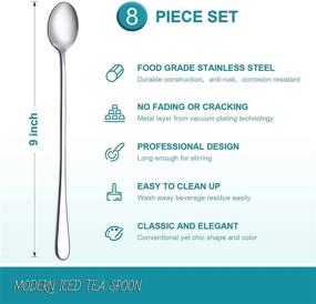 img 3 attached to 🍹 Multipurpose Stainless Steel Cocktail & Dessert Spoons Set - Hiware 8-Piece 9-Inch Long Handle