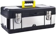 🧰 16-дюймовый инструментальный ящик из нержавеющей стали: съемный лоток-органайзер и запирающаяся крышка для эффективного хранения инструментов или материалов для рукоделия. логотип