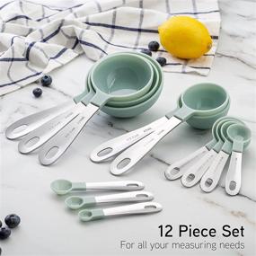 img 3 attached to 🥄 12 Piece Measuring Cups and Spoons Set with Stainless Steel Handles - Cook with Color / Nesting Kitchen Measuring Set with Liquid and Dry Cups (Mint)