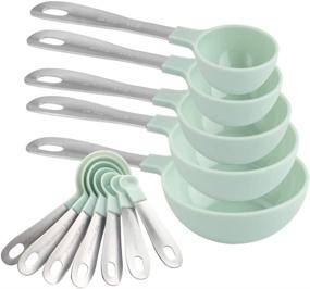 img 4 attached to 🥄 12 Piece Measuring Cups and Spoons Set with Stainless Steel Handles - Cook with Color / Nesting Kitchen Measuring Set with Liquid and Dry Cups (Mint)