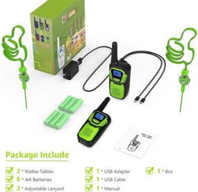img 3 attached to Rechargeable Walkie Talkies for Kids - Fun Talking Toy for Boys and Girls, Ideal for Hiking, Camping, and Adventures - Christmas and Birthday Gifts (Green, 2 Pack)