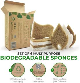 img 1 attached to Biodegradable Natural Kitchen Sponge Compostable Household Supplies