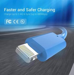 img 3 attached to Зарядный кабель Marchpower MFi Certified Lightning - 3Pack 3FT 6FT 9FT, дополнительно длинный USB-кабель, синего цвета, подходит для iPhone 11 Pro Xs Max XS XR X 8 7 6S 6 Plus SE 5S 5C 5, iPad iPod и других устройств.