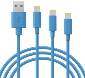 img 4 attached to Зарядный кабель Marchpower MFi Certified Lightning - 3Pack 3FT 6FT 9FT, дополнительно длинный USB-кабель, синего цвета, подходит для iPhone 11 Pro Xs Max XS XR X 8 7 6S 6 Plus SE 5S 5C 5, iPad iPod и других устройств.