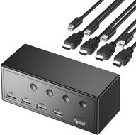 4-port kvm switch: hdmi & usb switch for sharing hd 🖥️ monitor and usb devices, uhd 4kx2k @30hz & 3d & 1080p support logo