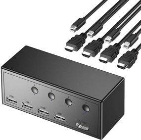 img 4 attached to 4-Port KVM Switch: HDMI & USB Switch for Sharing HD 🖥️ Monitor and USB Devices, UHD 4Kx2K @30Hz & 3D & 1080P Support