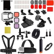 📸 luxebell gopro hero 8 action camera accessories kit: dive waterproof housing case, clear filters, float pole, chest head bike mount – ideal for underwater, surfing, swimming, and water sports logo