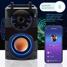 img 2 attached to 🔊 Мощные беспроводные колонки Bluetooth с сабвуфером, портативные для путешествий, для использования в помещении и на открытом воздухе - с LED-подсветкой, FM-радио, пультом дистанционного управления, включен плеер MP3!