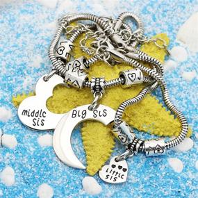 img 2 attached to lauhonmin Big Sis Middle Sis Little Sis Bracelet Set: Heart Charm Pendant Family Jewelry Gift for Sister
