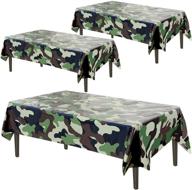 pack of 3 army plastic tablecloths - 54”x102” rectangular camouflage table covers, ideal military party decorations, camo theme plastic tablecloth set - by anapoliz logo