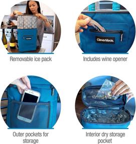 img 2 attached to 🍷 CleverMade Wine Bottle and 6 Pack Cooler Bag with Ice Pack and Corkscrew Bottle Opener, Charcoal - Insulated Wipeable Tote