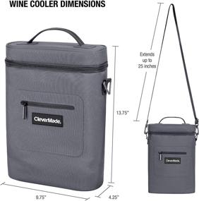 img 3 attached to 🍷 CleverMade Wine Bottle and 6 Pack Cooler Bag with Ice Pack and Corkscrew Bottle Opener, Charcoal - Insulated Wipeable Tote