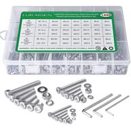 🔩 high-quality 304 stainless steel screws and nuts assortment kit - 1440pcs m2 m3 m4 hex socket head cap flat washers, spring washers - perfect for automotive, furniture, decoration & industrial projects - includes 3 wrenches! logo