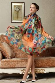 img 3 attached to 🌺 Colorful Oversized Floral Women's Accessories: Fashionable Oblong Scarves & Wraps