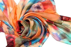 img 1 attached to 🌺 Colorful Oversized Floral Women's Accessories: Fashionable Oblong Scarves & Wraps