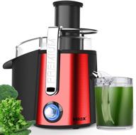 🍎 red centrifugal juicer with led light, 3 inch feed chute, 2 speed modes, easy one button control and stainless steel power juicer maker for extracting juices from vegetables and fruits логотип