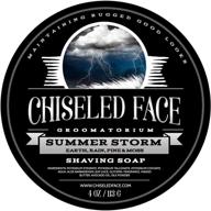 🌩️ chiseled face summer storm shaving soap: handmade luxury with rich, thick lather for smooth, comfortable shaves – tallow-based usa-made soap logo