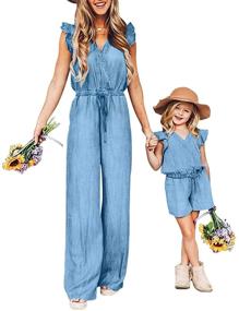 img 4 attached to PopReal Jumpsuits Sleeveless Daughter Matching